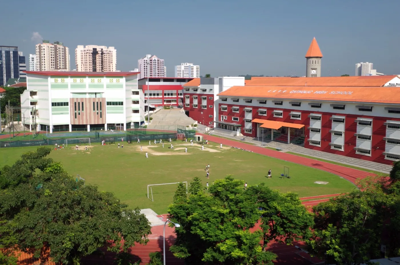 Catholic High School campus in Bishan, one of the two schools named on Thomson Reserve marketing pages