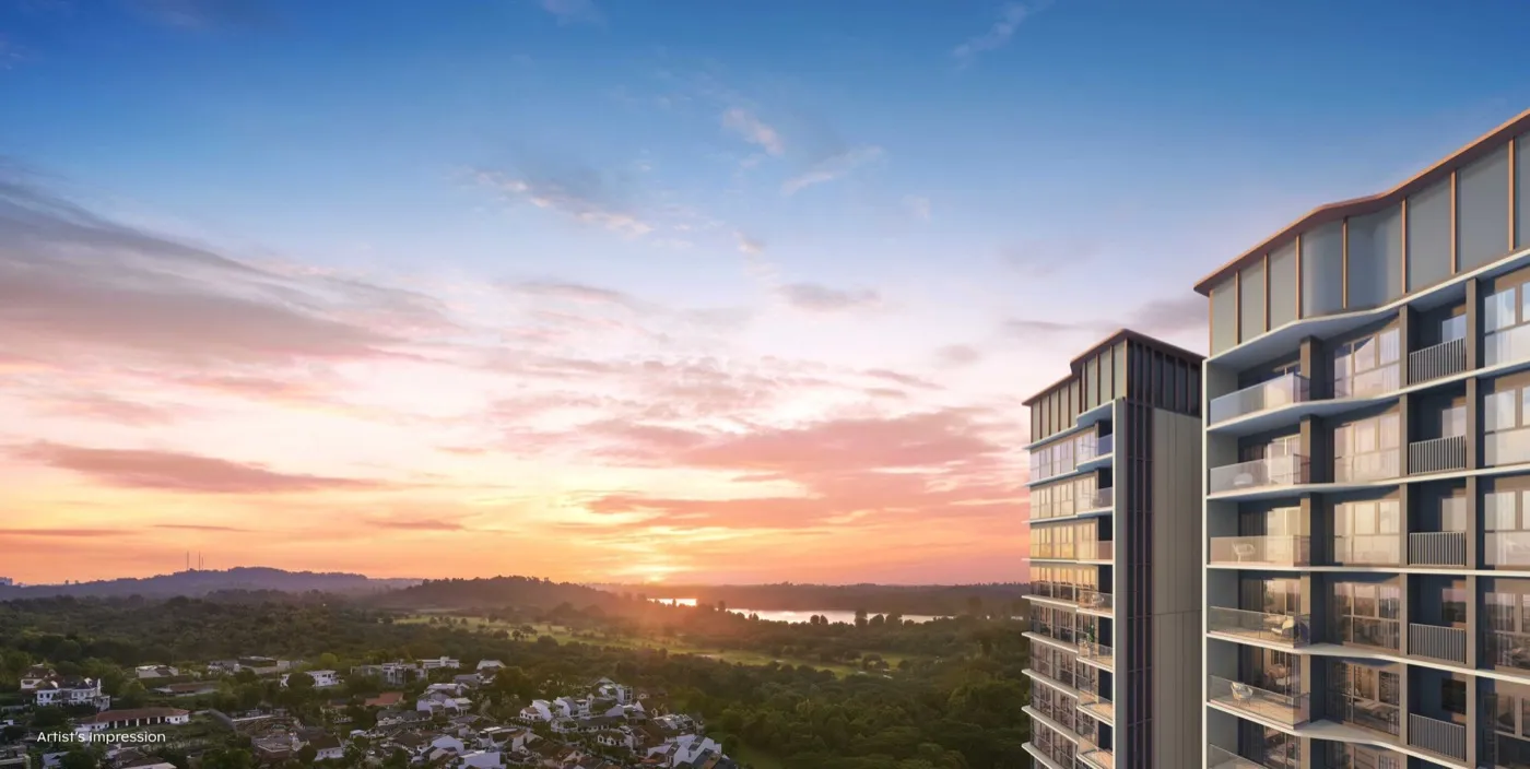 Artist's impression of the view from Thomson Reserve over the low-rise landed estate towards MacRitchie